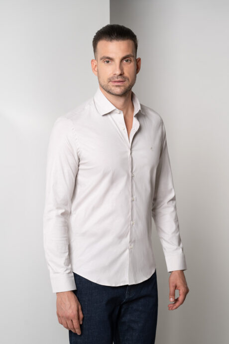 Мъжка риза в бежов цвят – Slim Fit, Easy Care thumbnail